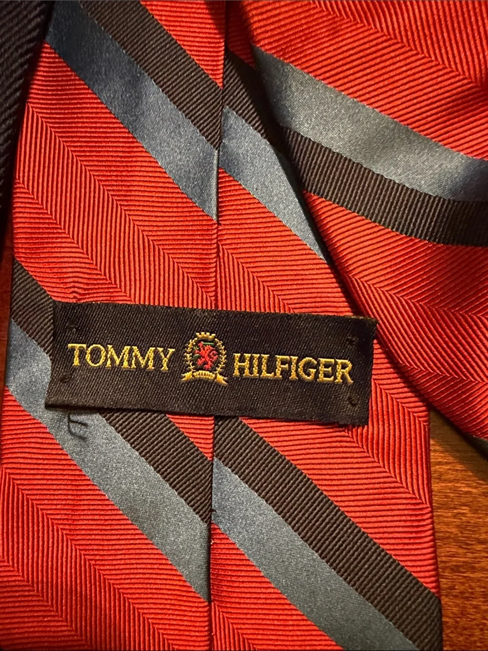 Tommy Hilfiger Red, Blue and Black Diagonal Stripe Tie